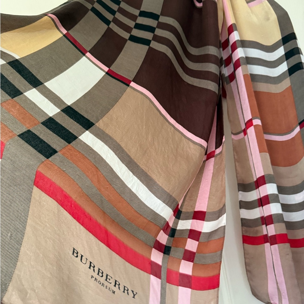 Burberry Red and Cream Scarf